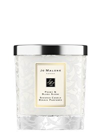 Peony & Blush Suede Home Candle with Lace Design